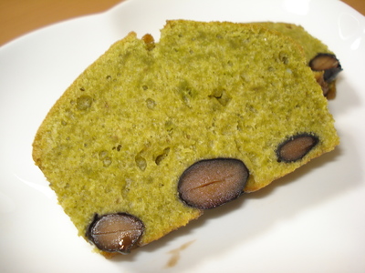 薬膳パウンドケーキ　【抹茶黒豆】　アップ