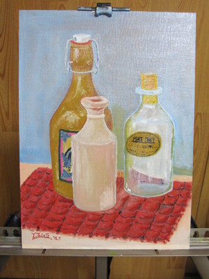 201207　静物画「三本のビン」